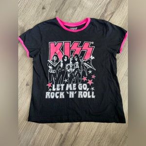KISS Rock Band Girls Graphic Short Sleeve T-Shirt Size 14/16‎